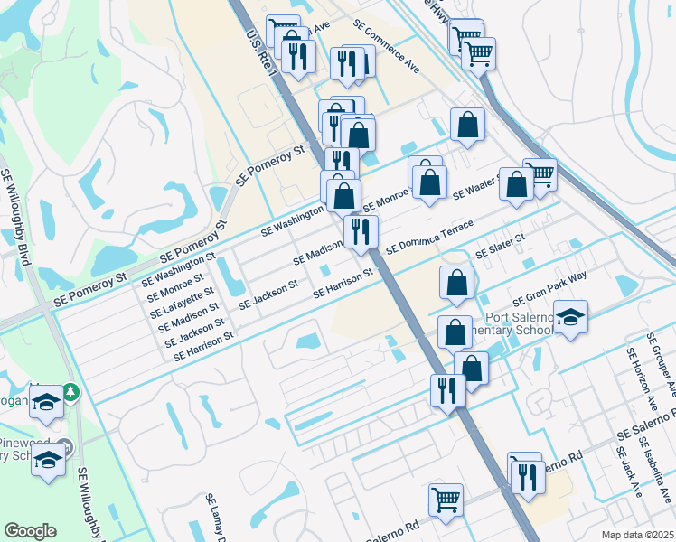 map of restaurants, bars, coffee shops, grocery stores, and more near 4492 Alden Avenue in Stuart