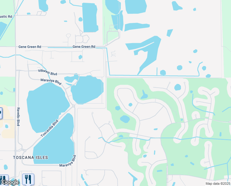 map of restaurants, bars, coffee shops, grocery stores, and more near 294 Montelluna Drive in Venice
