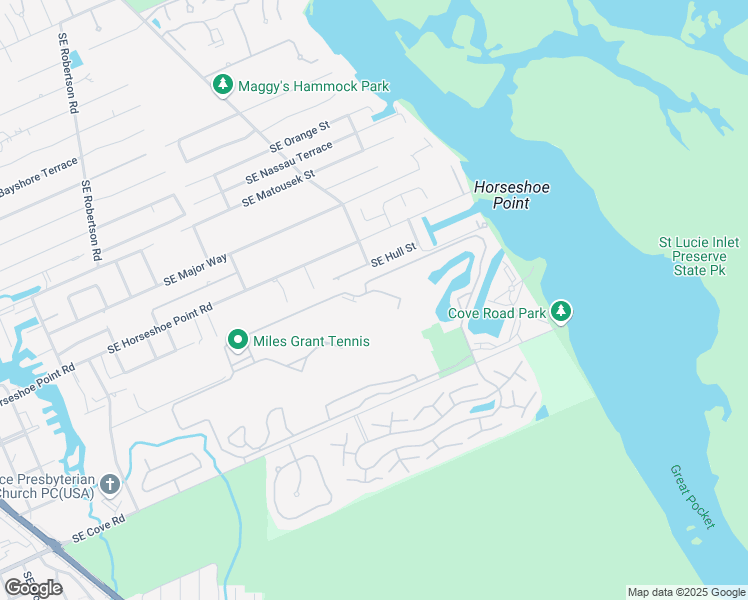 map of restaurants, bars, coffee shops, grocery stores, and more near 6225 Cove Road in Stuart