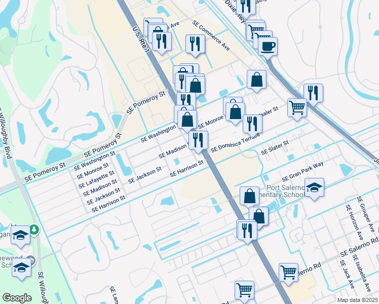 map of restaurants, bars, coffee shops, grocery stores, and more near 4492 Alden Avenue in Stuart