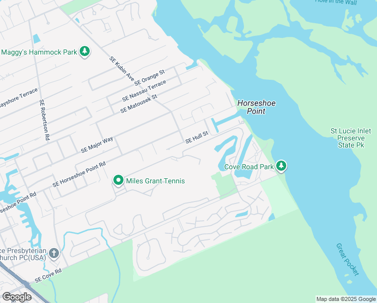 map of restaurants, bars, coffee shops, grocery stores, and more near 6225 Cove Road in Stuart