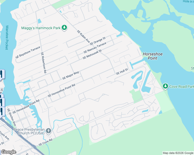 map of restaurants, bars, coffee shops, grocery stores, and more near 5529 Southeast Horseshoe Point Road in Stuart
