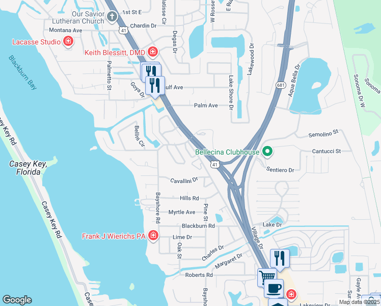 map of restaurants, bars, coffee shops, grocery stores, and more near 808 Sorrento Place in Nokomis