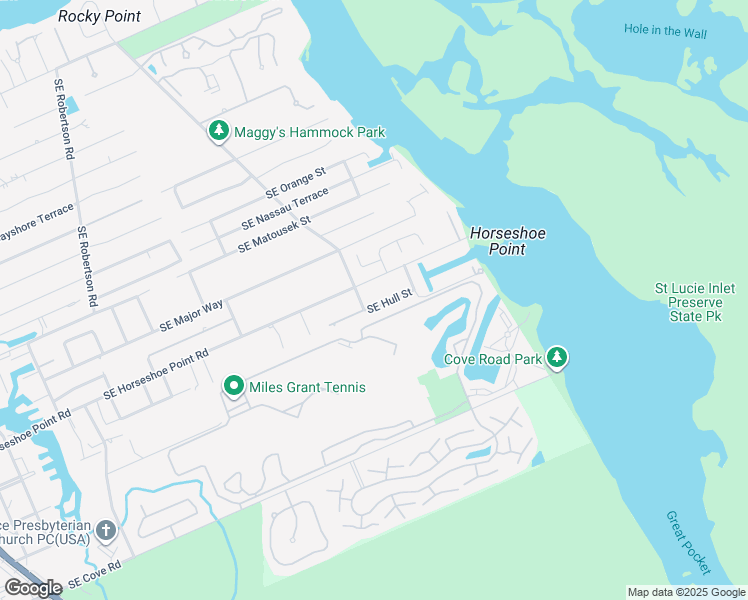 map of restaurants, bars, coffee shops, grocery stores, and more near 5691 Southeast Hull Street in Stuart