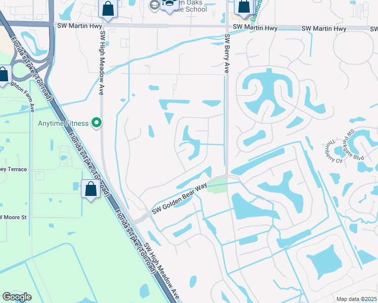 map of restaurants, bars, coffee shops, grocery stores, and more near 2684 Southwest Sunnyfield Trail in Palm City