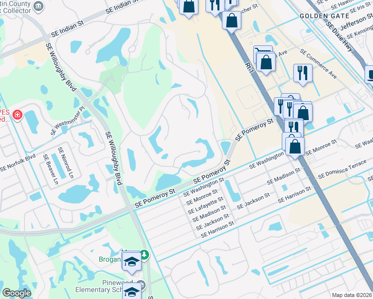 map of restaurants, bars, coffee shops, grocery stores, and more near 2093 Southeast Talbot Place in Stuart