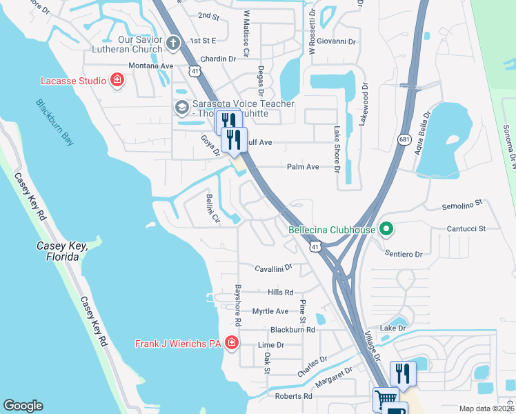 map of restaurants, bars, coffee shops, grocery stores, and more near 701 Sorrento Inlet in Nokomis
