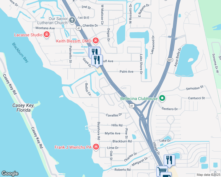 map of restaurants, bars, coffee shops, grocery stores, and more near 701 Sorrento Inlet in Nokomis