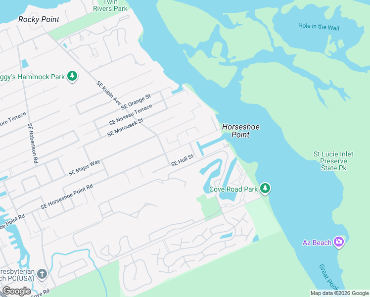 map of restaurants, bars, coffee shops, grocery stores, and more near 5794 Southeast Horseshoe Point Road in Stuart