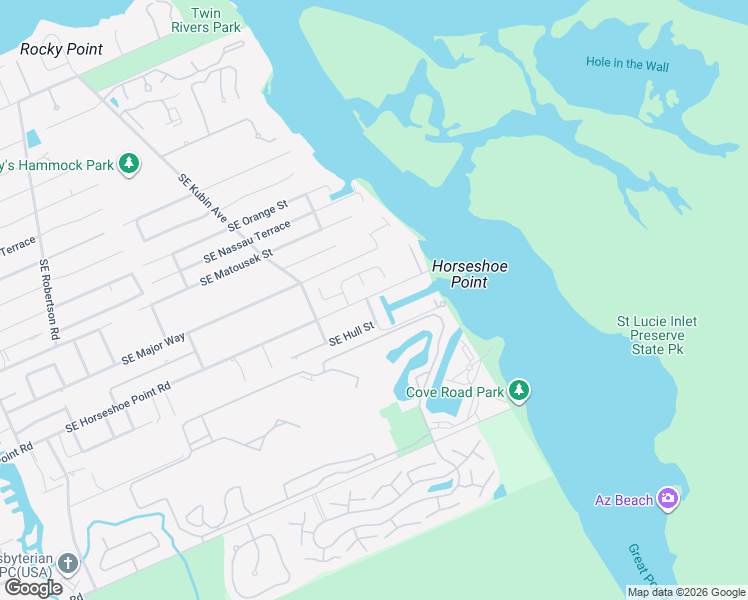 map of restaurants, bars, coffee shops, grocery stores, and more near 5794 Southeast Horseshoe Point Road in Stuart