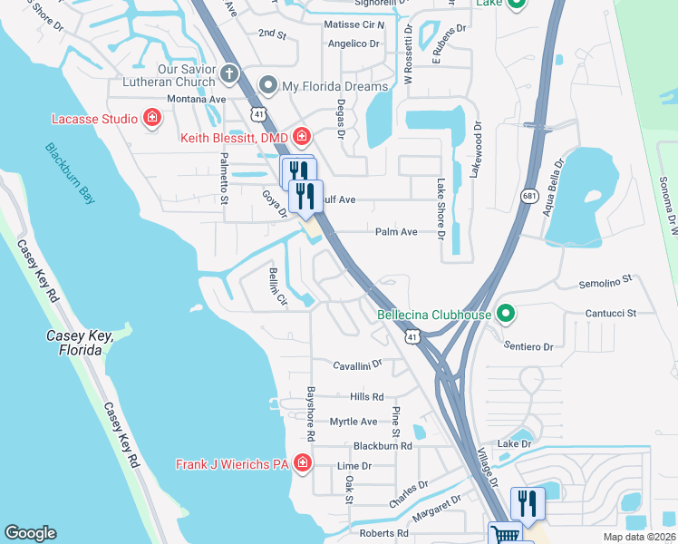 map of restaurants, bars, coffee shops, grocery stores, and more near 701 Sorrento Inlet in Nokomis