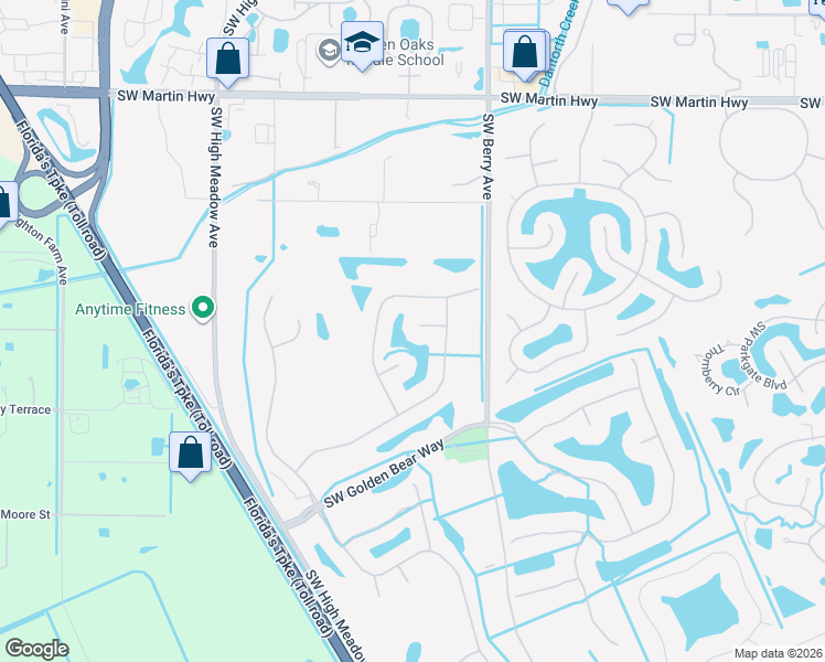 map of restaurants, bars, coffee shops, grocery stores, and more near 2538 Southwest Park Meadows Trail in Palm City