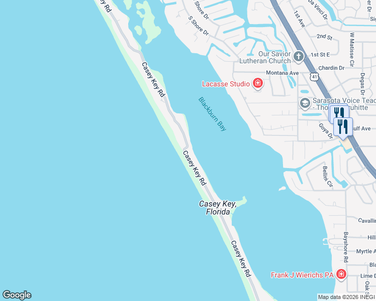 map of restaurants, bars, coffee shops, grocery stores, and more near 2120 Casey Key Road in Nokomis