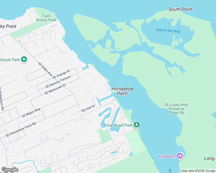 map of restaurants, bars, coffee shops, grocery stores, and more near 4201 Southeast Peterson Lane in Stuart