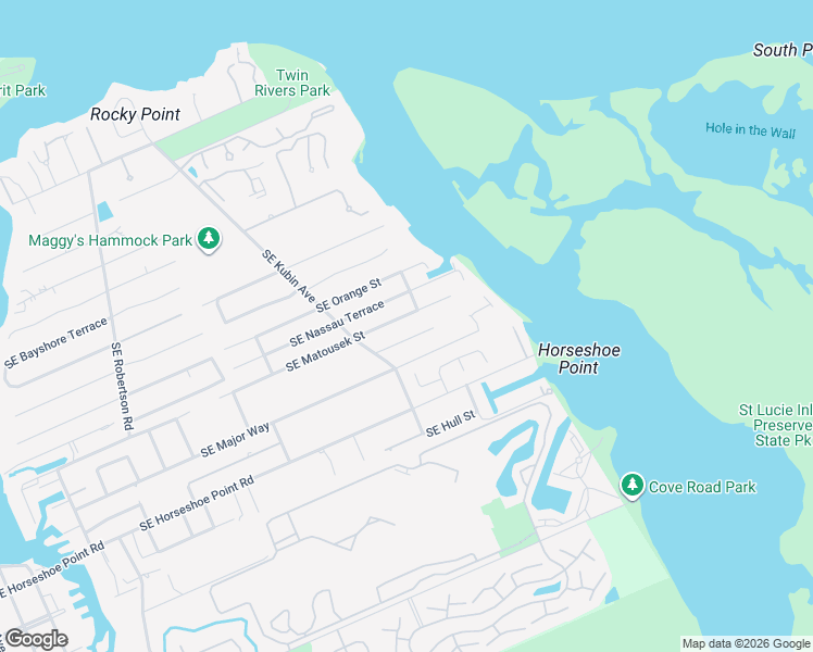 map of restaurants, bars, coffee shops, grocery stores, and more near 5626 Southeast Sailfish Way in Stuart