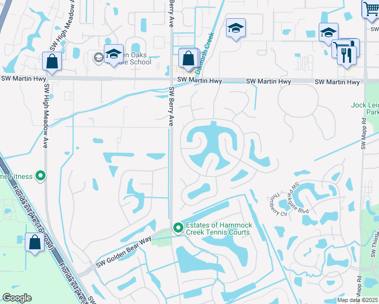 map of restaurants, bars, coffee shops, grocery stores, and more near 2290 Southwest Waterview Place in Palm City