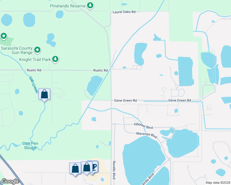 map of restaurants, bars, coffee shops, grocery stores, and more near 2210 Gene Green Road in Nokomis
