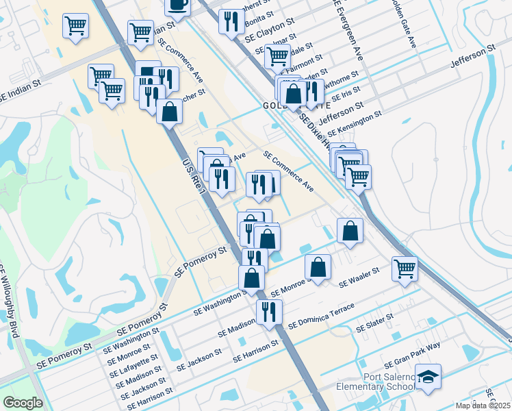 map of restaurants, bars, coffee shops, grocery stores, and more near 4001 Southeast Federal Highway in Stuart