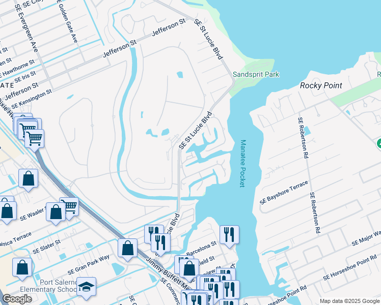 map of restaurants, bars, coffee shops, grocery stores, and more near 3901 Southeast Saint Lucie Boulevard in Stuart