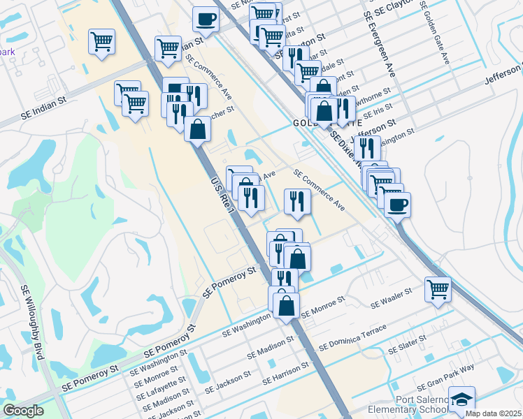 map of restaurants, bars, coffee shops, grocery stores, and more near 4001 Southeast Federal Highway in Stuart
