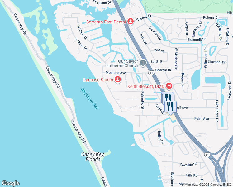 map of restaurants, bars, coffee shops, grocery stores, and more near 621 Indiana Avenue in Nokomis