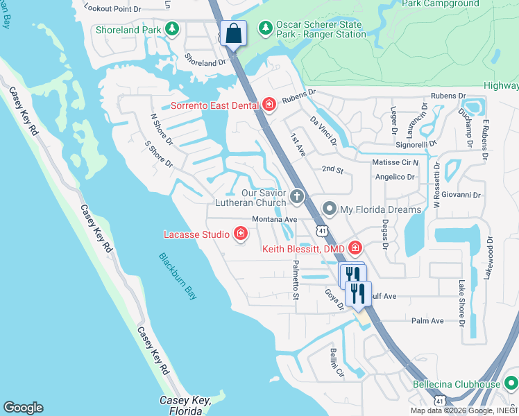 map of restaurants, bars, coffee shops, grocery stores, and more near 208 Montana Avenue in Nokomis