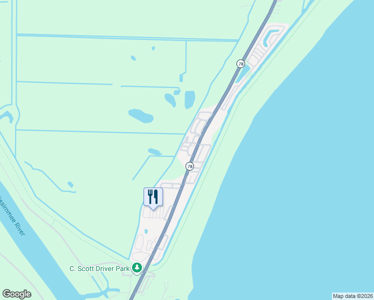 map of restaurants, bars, coffee shops, grocery stores, and more near 8951 NE 78th Way in Okeechobee