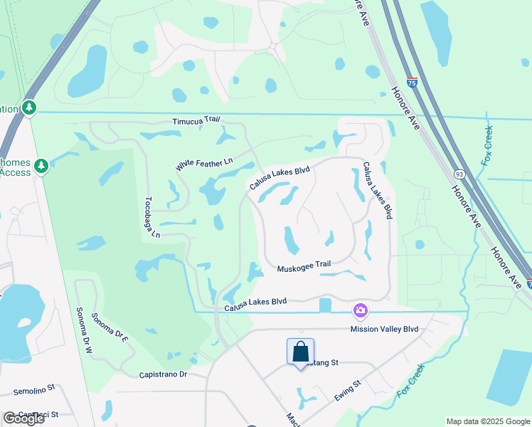 map of restaurants, bars, coffee shops, grocery stores, and more near 2103 Muskogee Trail in Nokomis