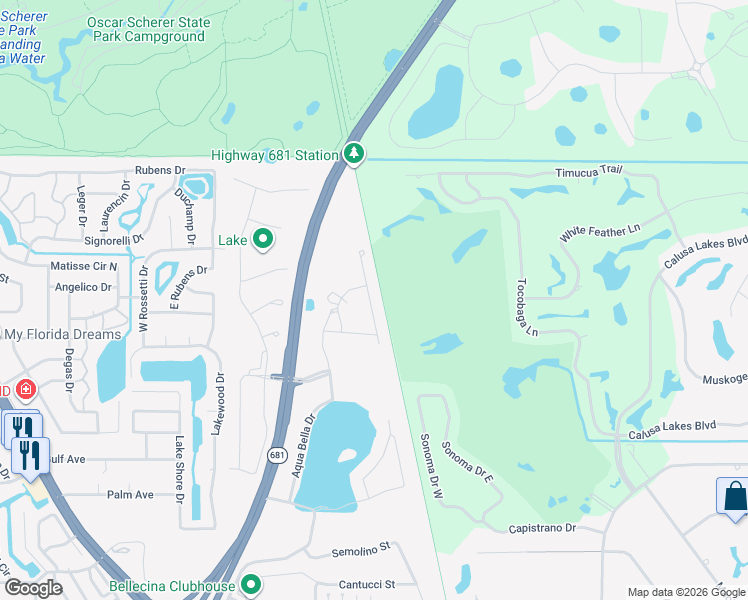 map of restaurants, bars, coffee shops, grocery stores, and more near Legacy Trail (Sarasota to Venice Rail-Trail) in Osprey