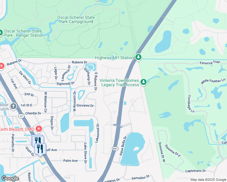 map of restaurants, bars, coffee shops, grocery stores, and more near 456 East Rubens Drive in Nokomis