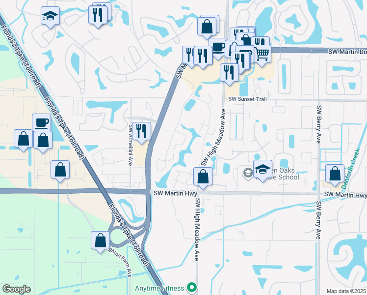 map of restaurants, bars, coffee shops, grocery stores, and more near 3341 Southwest Villa Place in Palm City