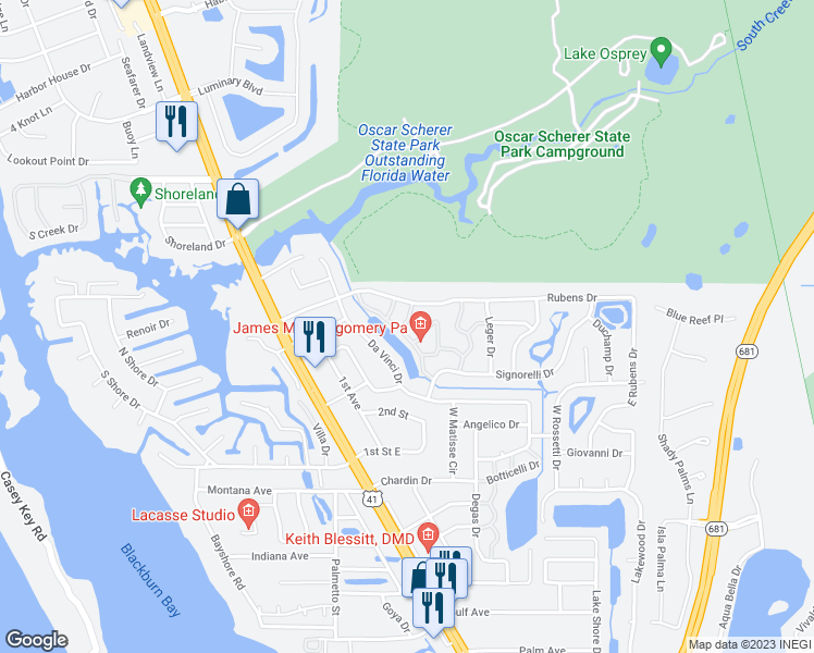 map of restaurants, bars, coffee shops, grocery stores, and more near 516 Rousseau Drive in Nokomis