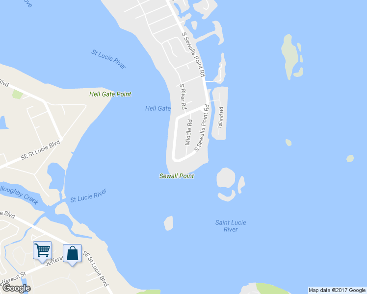 map of restaurants, bars, coffee shops, grocery stores, and more near 21 Middle Road in Stuart