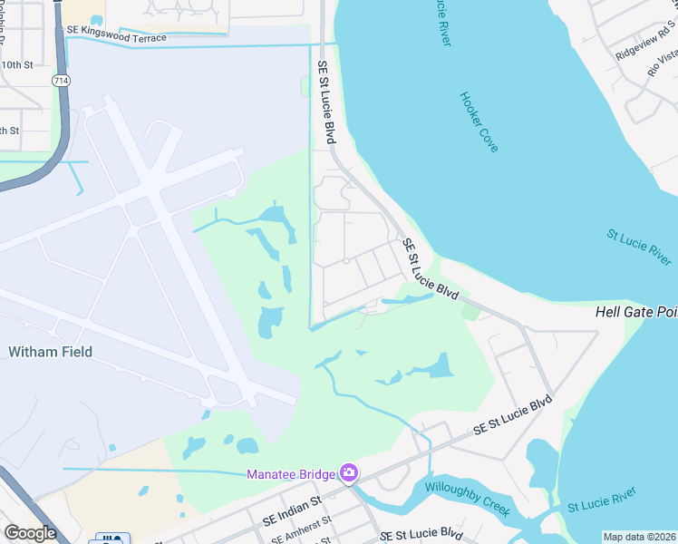 map of restaurants, bars, coffee shops, grocery stores, and more near Southeast Rinconada Avenue in Stuart