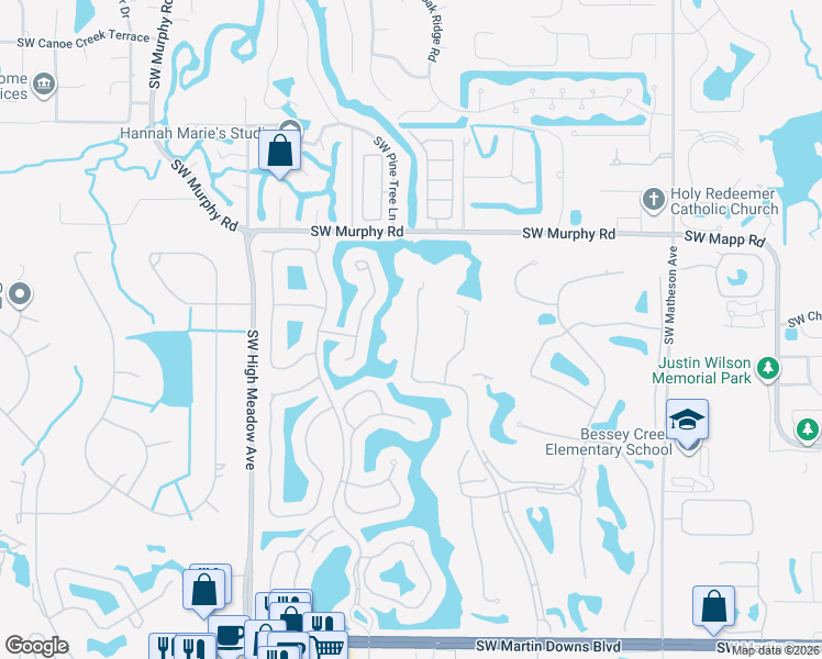 map of restaurants, bars, coffee shops, grocery stores, and more near 1604 Southwest Monarch Club Drive in Palm City