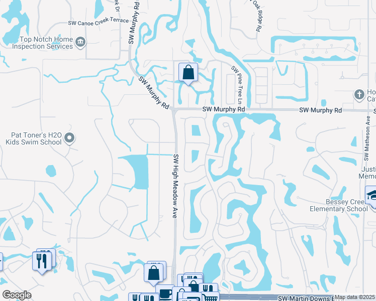 map of restaurants, bars, coffee shops, grocery stores, and more near 1834 Southwest Waterfall Boulevard in Palm City