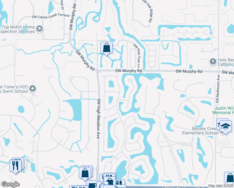 map of restaurants, bars, coffee shops, grocery stores, and more near 1787 Southwest Waterfall Boulevard in Palm City