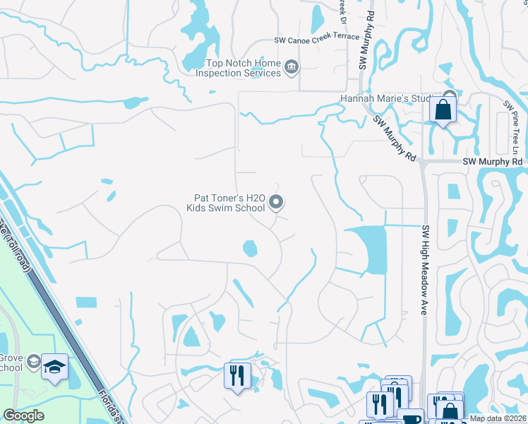 map of restaurants, bars, coffee shops, grocery stores, and more near 1928 Southwest Winners Drive in Palm City