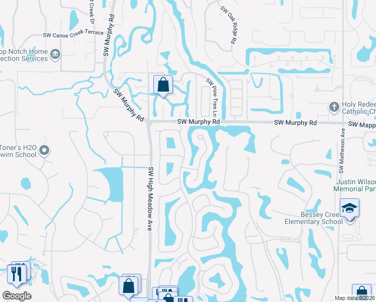 map of restaurants, bars, coffee shops, grocery stores, and more near 1787 Southwest Waterfall Boulevard in Palm City