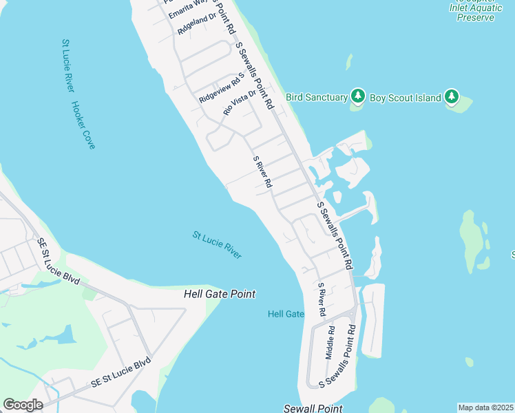 map of restaurants, bars, coffee shops, grocery stores, and more near 133 South River Road in Sewall's Point