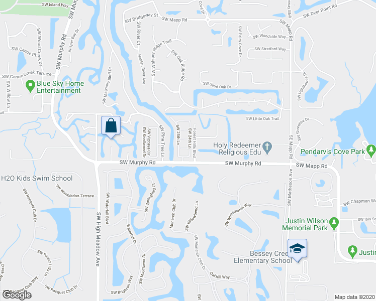 map of restaurants, bars, coffee shops, grocery stores, and more near 1418 Southwest 24th Lane in Palm City
