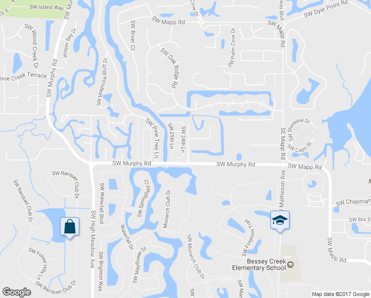 map of restaurants, bars, coffee shops, grocery stores, and more near 1418 Southwest 24th Lane in Palm City