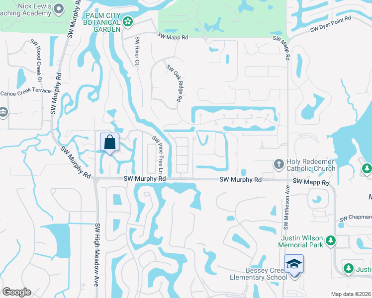 map of restaurants, bars, coffee shops, grocery stores, and more near 2426 Southwest 13th Place in Palm City