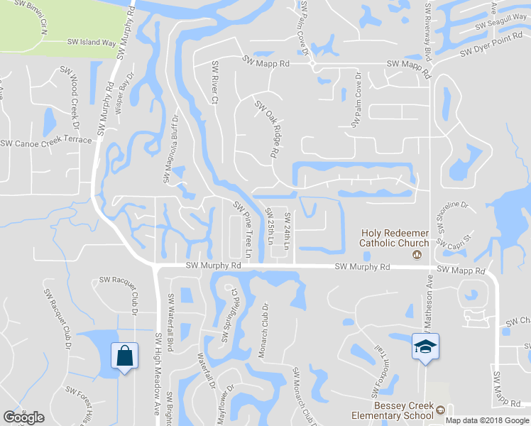 map of restaurants, bars, coffee shops, grocery stores, and more near 1329 Southwest Pine Tree Lane in Palm City
