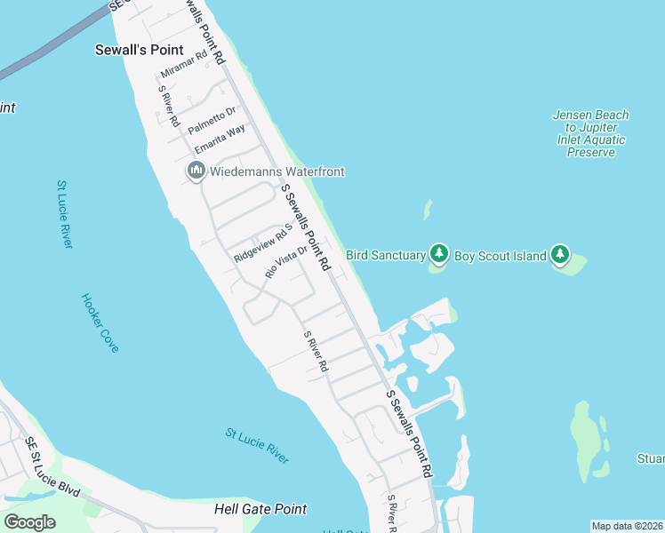 map of restaurants, bars, coffee shops, grocery stores, and more near 16 Cranes Nest Street in Stuart