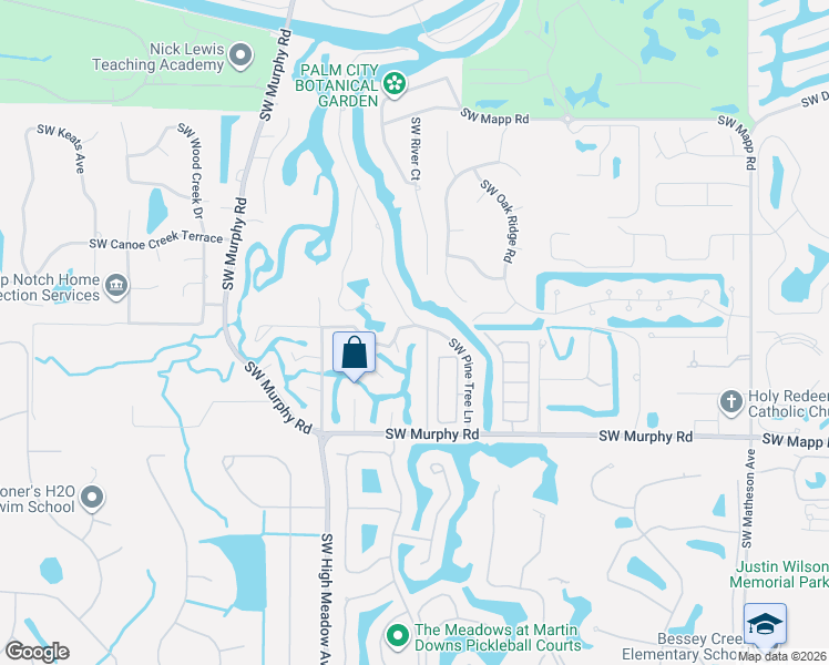 map of restaurants, bars, coffee shops, grocery stores, and more near 1172 Southwest Pine Tree Lane in Palm City