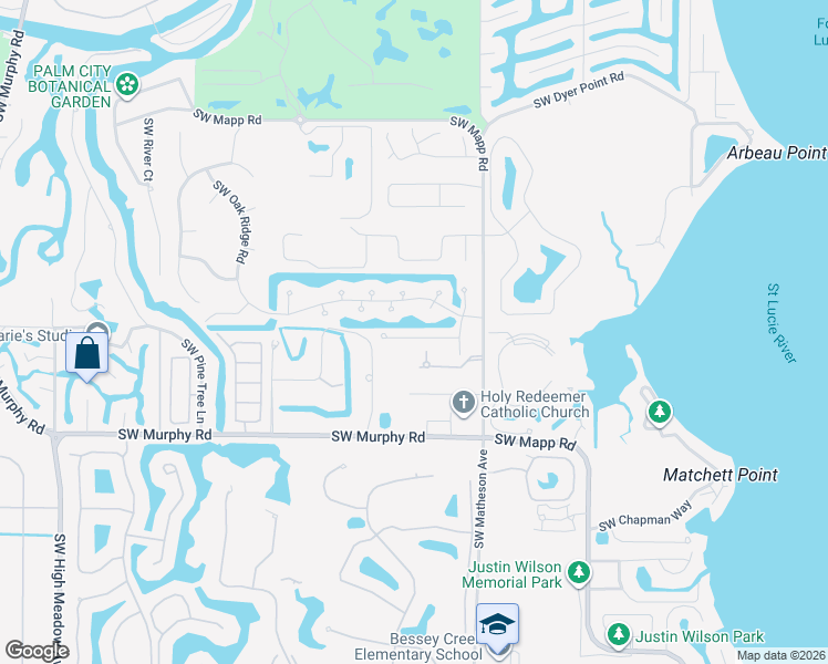 map of restaurants, bars, coffee shops, grocery stores, and more near 1973 Southwest Little Oak Trail in Palm City
