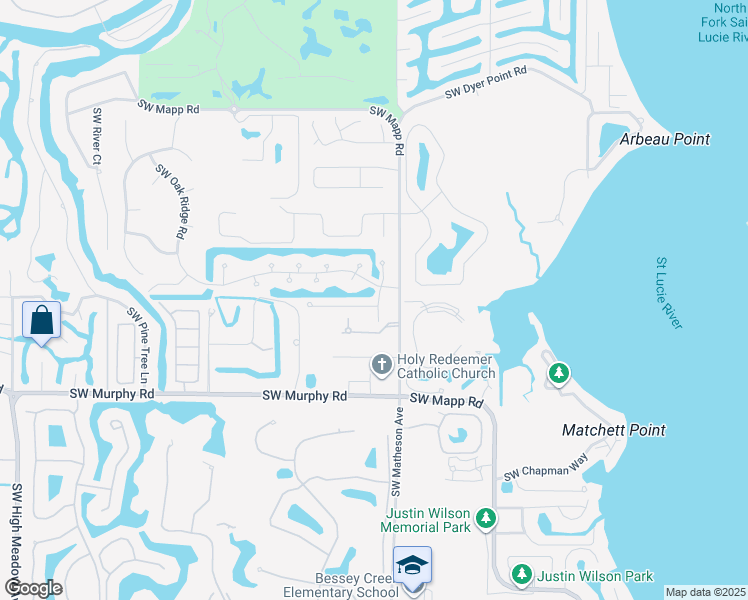 map of restaurants, bars, coffee shops, grocery stores, and more near 1182 Southwest Sundew Court in Palm City
