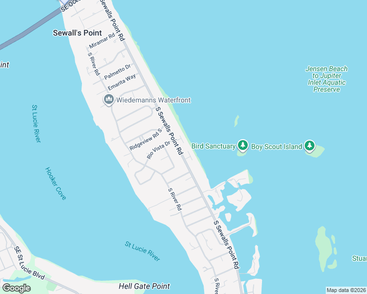map of restaurants, bars, coffee shops, grocery stores, and more near 16 Cranes Nest Street in Stuart