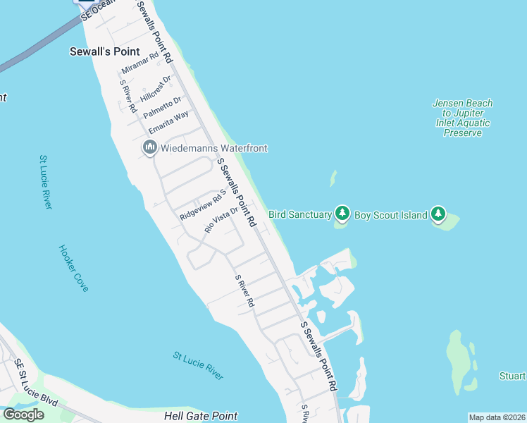 map of restaurants, bars, coffee shops, grocery stores, and more near 14 Cranes Nest Street in Stuart